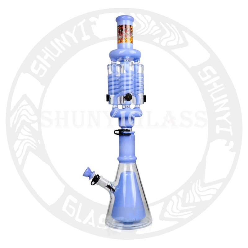 21&prime; &prime; Inches Glacerin Glass Water Pipe with 4 Freezable Chamners DAB Rig Recycler Heady Beaker Lookah Hookah Tobacco Factory High quality/High cost performance 