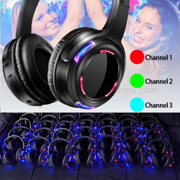 Wireless Silent Disco Headphone Wholesale/Supplier 500m Control Distance Quiet Party Headset Stereo Silent Disco Headphones with Transmitter