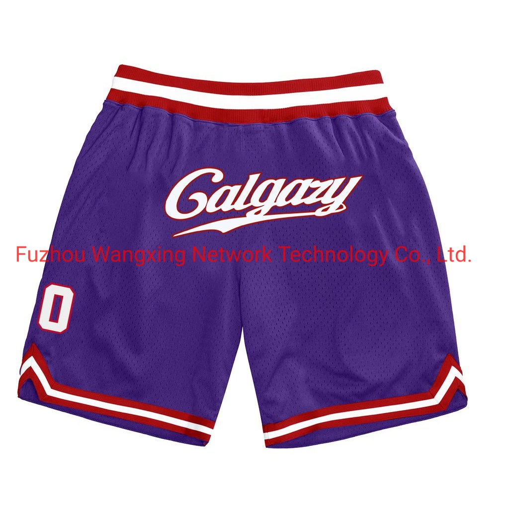 Al por mayor Calgary Baloncesto Shorts malla bordado Hot Press Print Mens Moda corto personalizado