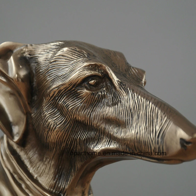 Acabado de latón de la cabeza de perro de caza Polyresin estatua Dormitorio Salon Decoration