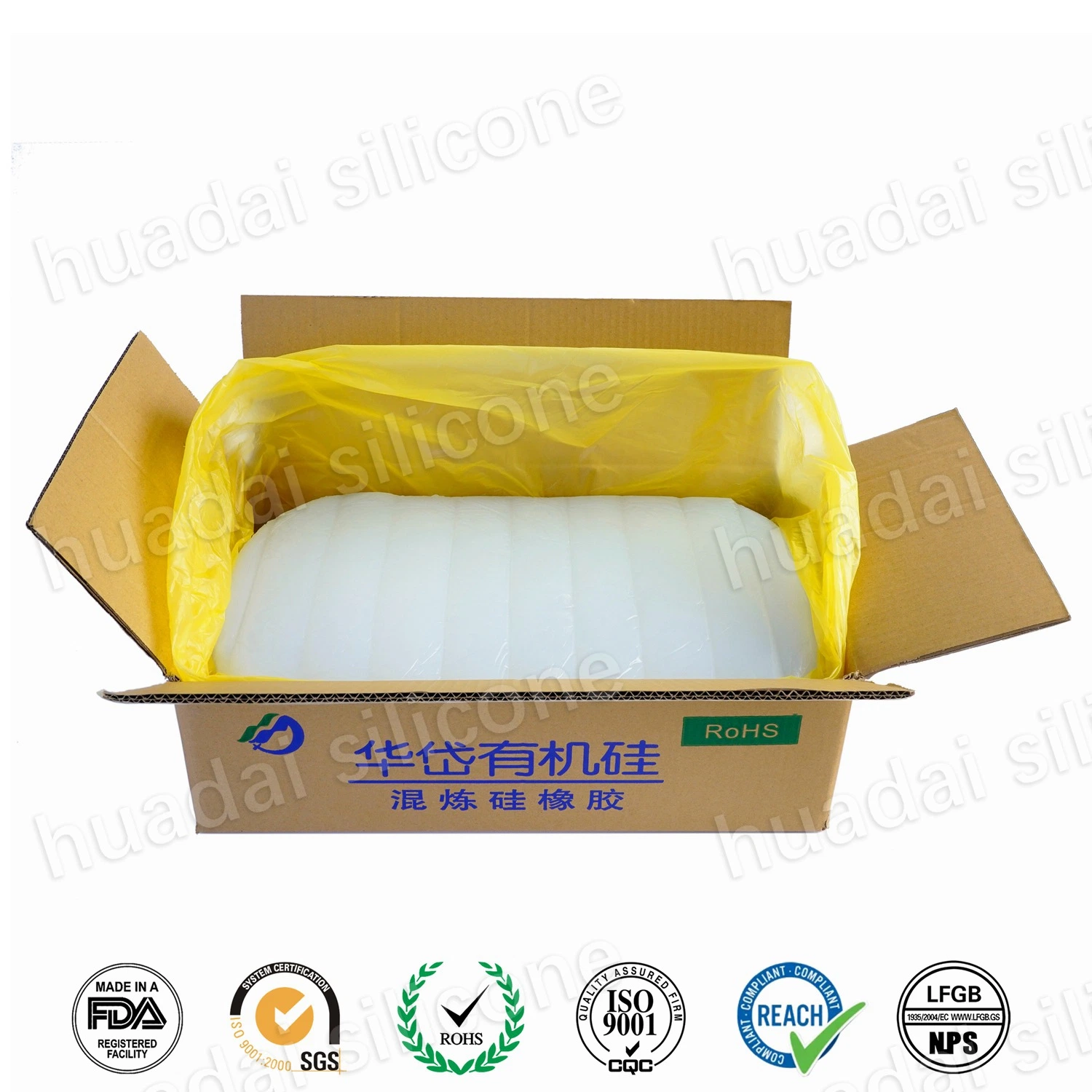 Fabricante de caucho de silicio Platino pirogénico y totalmente translúcido para el medio ambiente Curado caucho de silicona Huadai caucho de silicona de China