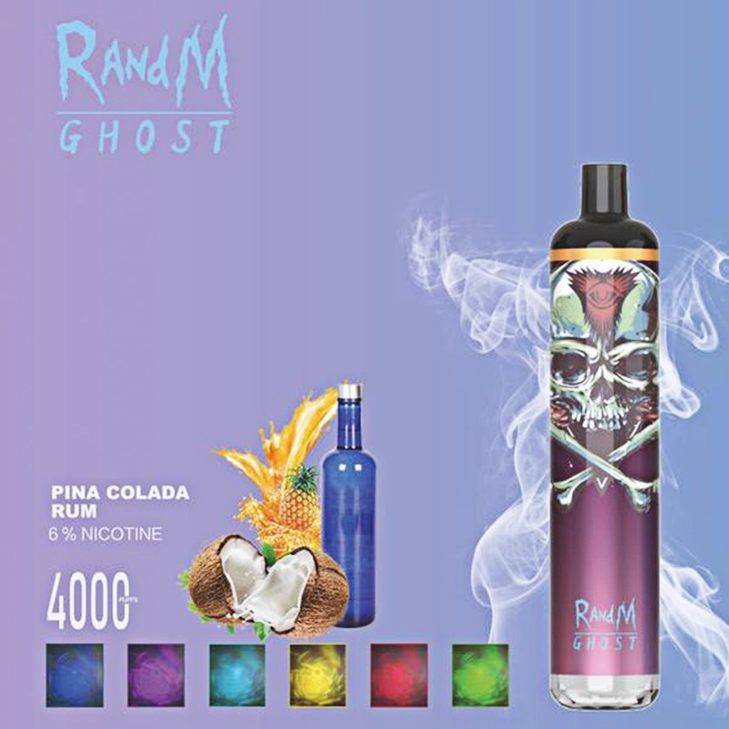 Горячие продажи оригинальных 10 кухни с красивыми RGB светлый оригинал Randm Ghost 4000 Puffs аккумулятор одноразовые Pod испаритель