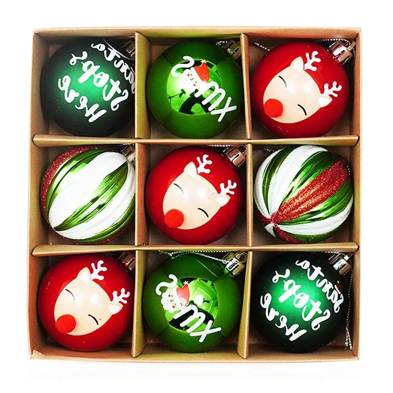 Silver Luxury Vintage Surprise Christmas Ball Christmas Printed Hanging Plastic Ball Ornaments