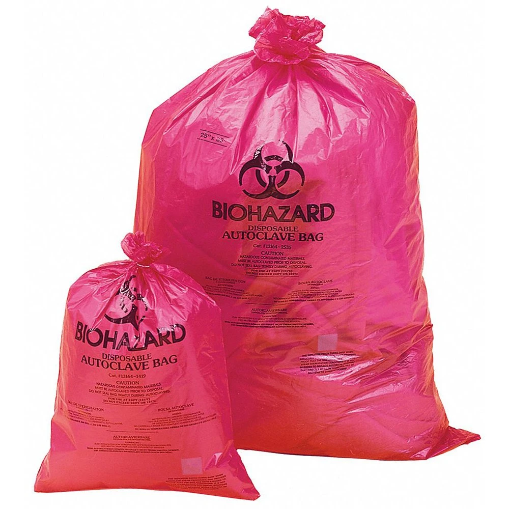Sac poubelle de déchets médicaux grand sac poubelle en plastique d'Autoclave Biohazard