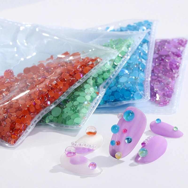 Hot Sales Colorful Clear Round Flat Back Mixed Mi Series Nail Art Crystal Mermaid Beads Rhinestone Accessories