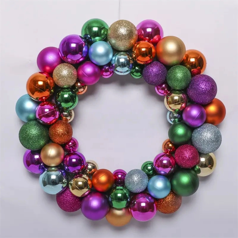 Plastic Ball Wreath 35cm for Front Door Home Wall Decor Navidad Productos Novedosos 2023