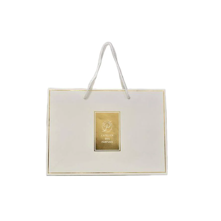 Verpackung Taschen Custom Tragetaschen Kraft Einkaufstasche mit Logo Prägung/gedruckt für Kleider Pack