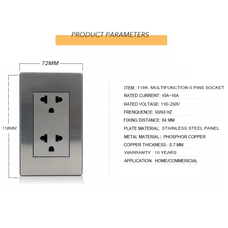 16A Multifunction Us Standard Electrical Wall Power Socket Outlet