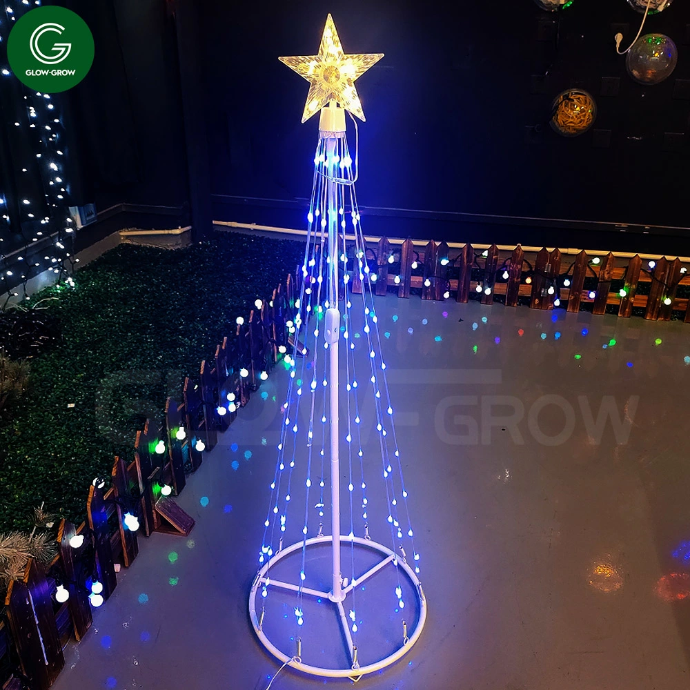 Fábrica de luces de árbol de cono + Topper de árbol de estrellas con Soporte extraíble para decoración navideña de interiores exteriores