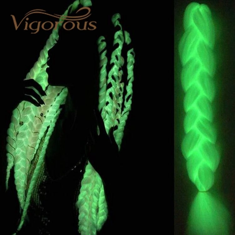 Synthetic Jumbo Braids Shining Hair Neon Glowing Florescent Light Braiding Hair