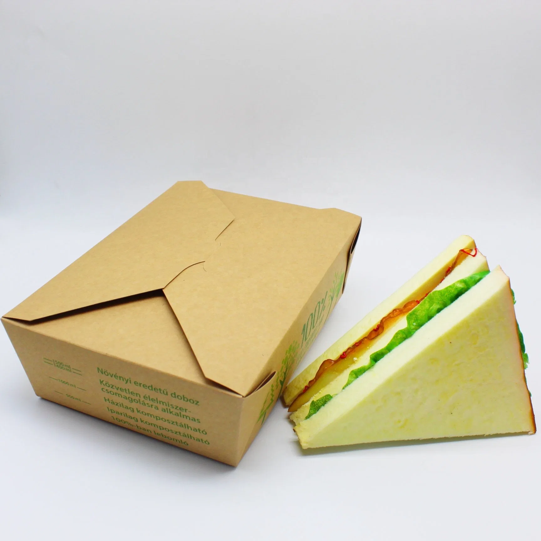 Food Grade Biodegradable PLA PE Coated Fastfood Packing Paper Container Take Away Food Container Packaging Paper Box