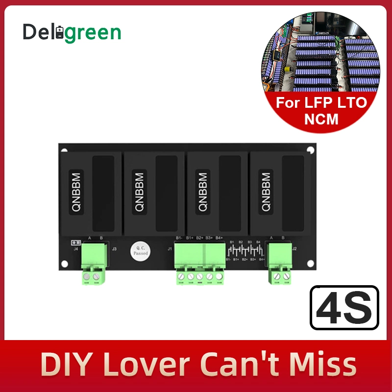 Deligreen Lithium Battery Active Equalizer Qnbbm 1-4s Balancer for Lto LiFePO4 Li-ion Nmc 18650 32650 32700 66160 Lithium-Ion Battery Pack