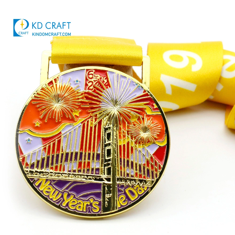 Manufacturer Metal 3D Enamel Military Award Medallion Gold Karate Soccer Football Run Finisher Marathon Running Race Marathon Sport Custom Medal with Ribbon