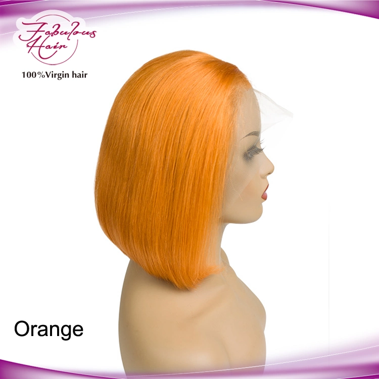 Short Orange Bob Lace Frontal Wigs Human Hair for Cheap