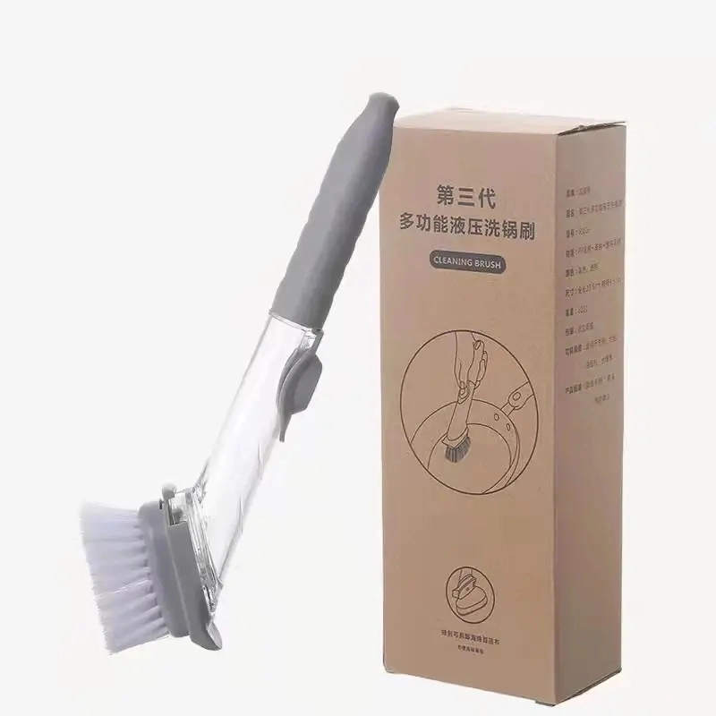 Kitchen Cleaning Brush 2 in 1 Long Handle Cleaning Brush with Sponge Dispenser Dish Washing Brush