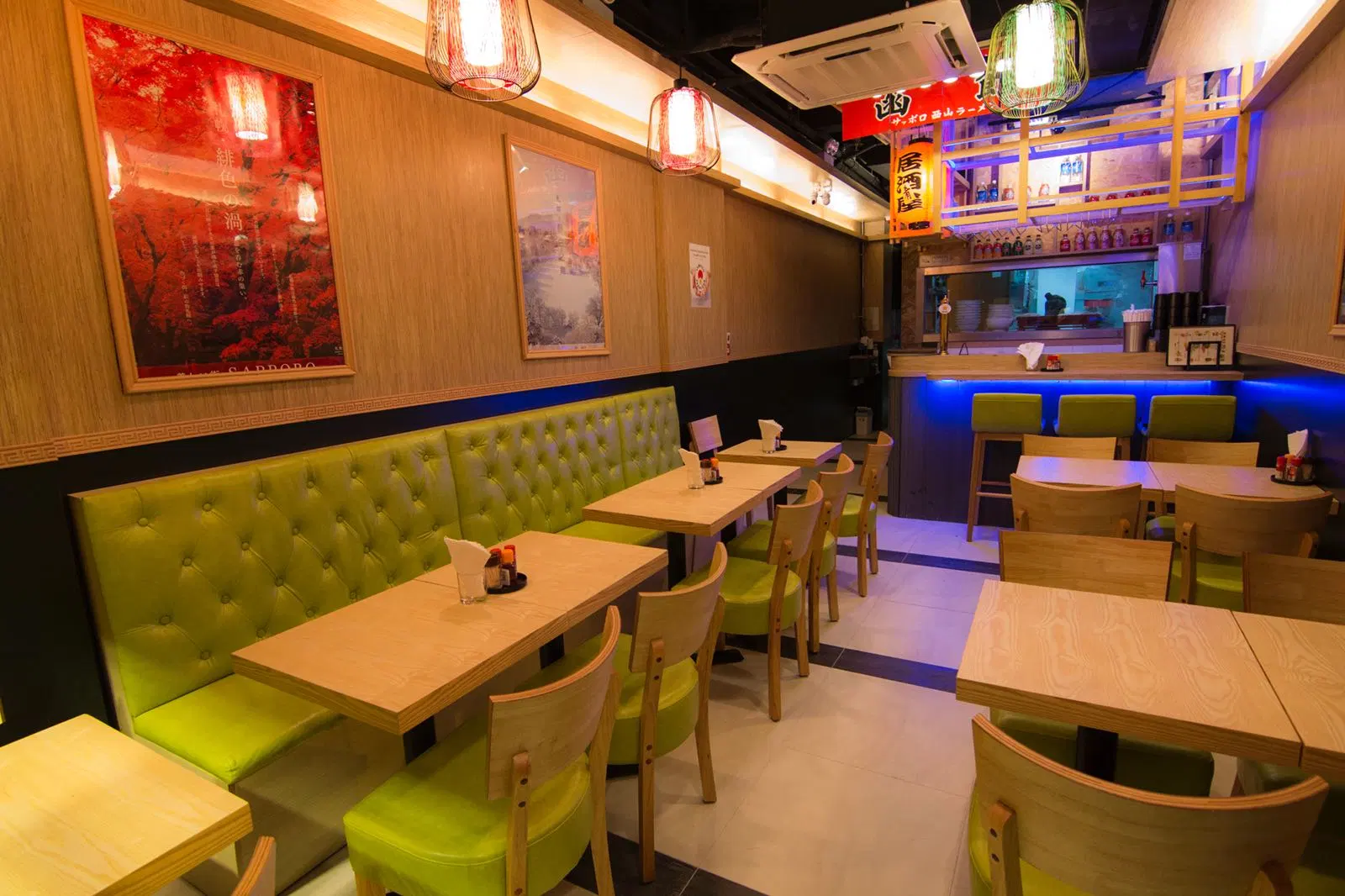 Restaurante de estilo japonés muebles Mesa de luz verde