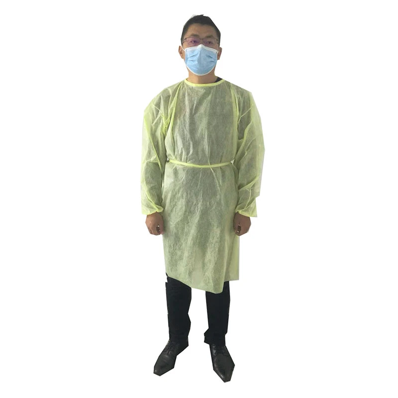 PP+PE Yellow Blue White Available Disposable Isolation Garment