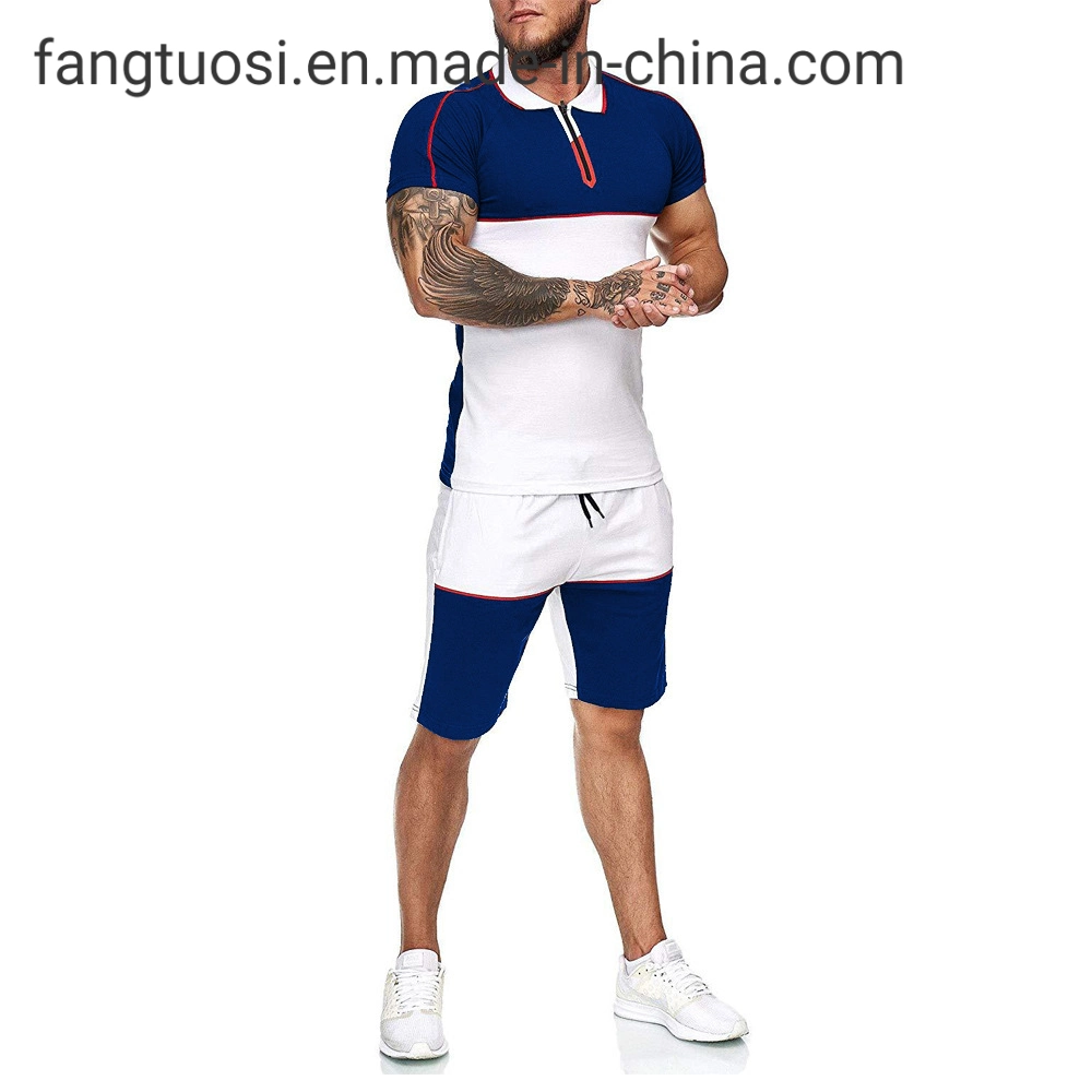 Men's Summer Sports Suit Colorblock Slim Fit Casual Fashion Sportswear