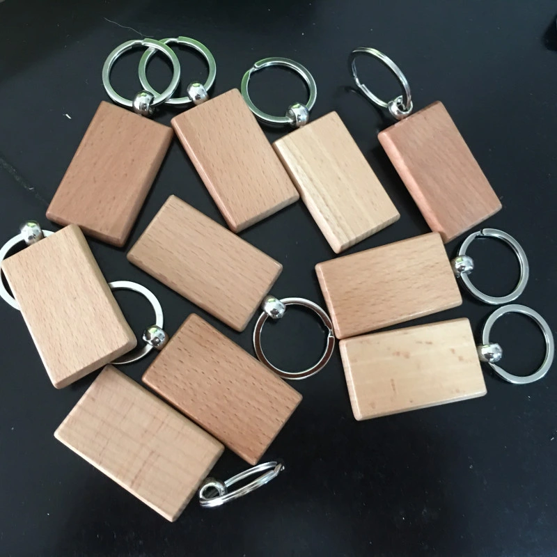 Promotional Wood Keychain Bamboo Laser UV Logo Printing Gift