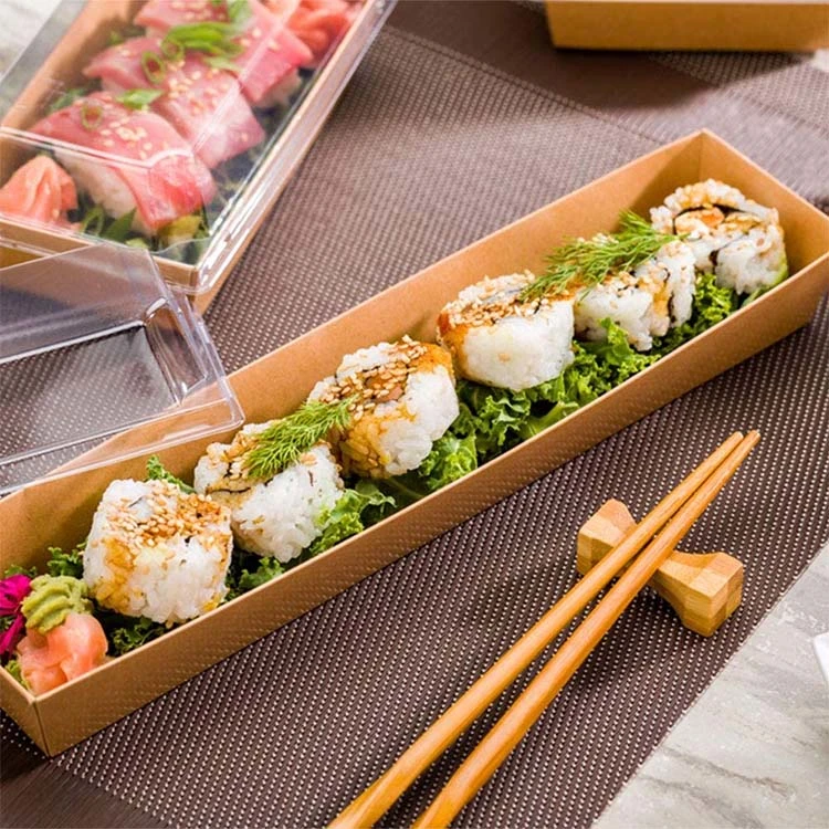 Custom biodegradables desechables de papel grado alimenticio sushi comida para llevar Lunch Box