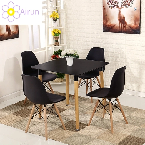 Modern Nordic Top Selling Square Wooden Dining Table with Wood Legs