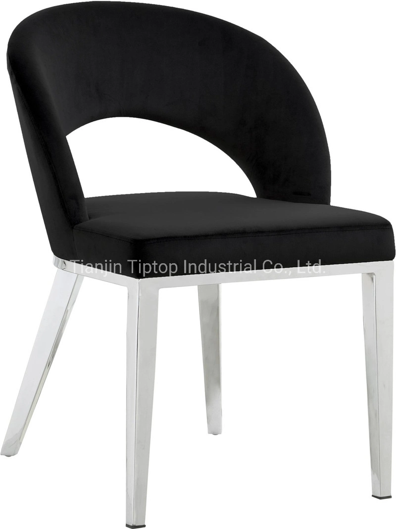 Modern Luxury Velvet Cushion Dining Chair Stainless Steel Waiting Bench &amp; Chair Supplier