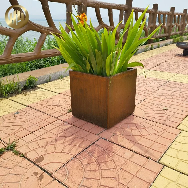 Simple Design Rectangular Rusty Garden Decoration Flower Pot