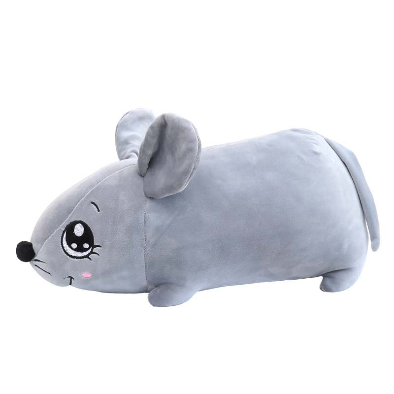 Lindo Logotipo personalizado regalo de promoción de los animales de peluche suave gris ratón de peluche juguete con un paño