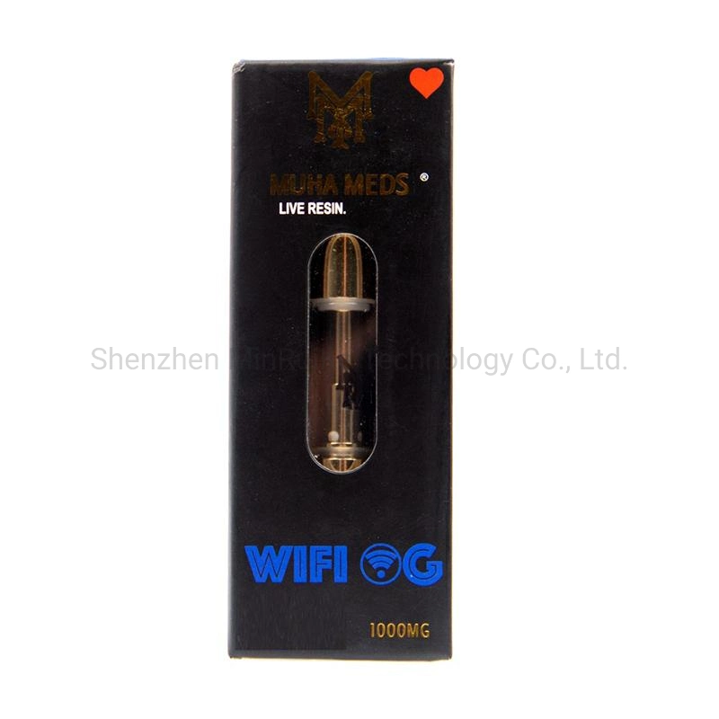 Muha Meds Live Resin Cartridges Atomizers 0.8ml Ceramic Coil Cartridge Round Tip Gold Vape Carts with Holographic Retail Box 510 Thread Battery Pen