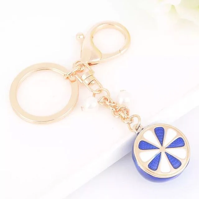 New Style Lemon Metal Key Chain Wholesale/Supplier Key Rings Fruit Keychains Creative Car Keyring Custom