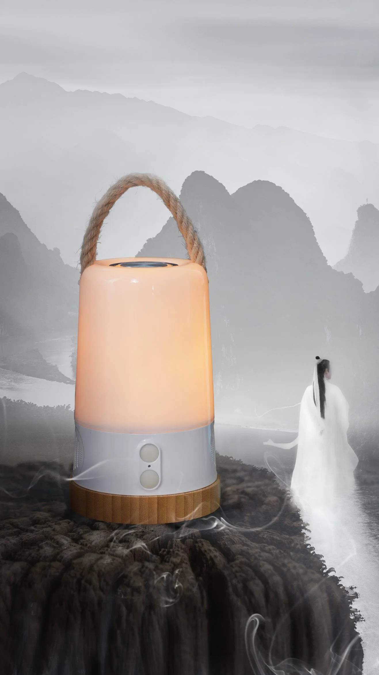 IP44 Jade Luxury Fashion Japansese/Korean Style LED Outdoor Camping Light Tent Lamp Garden Lantern with Warm Light and Wireless Blueteeth Speaker