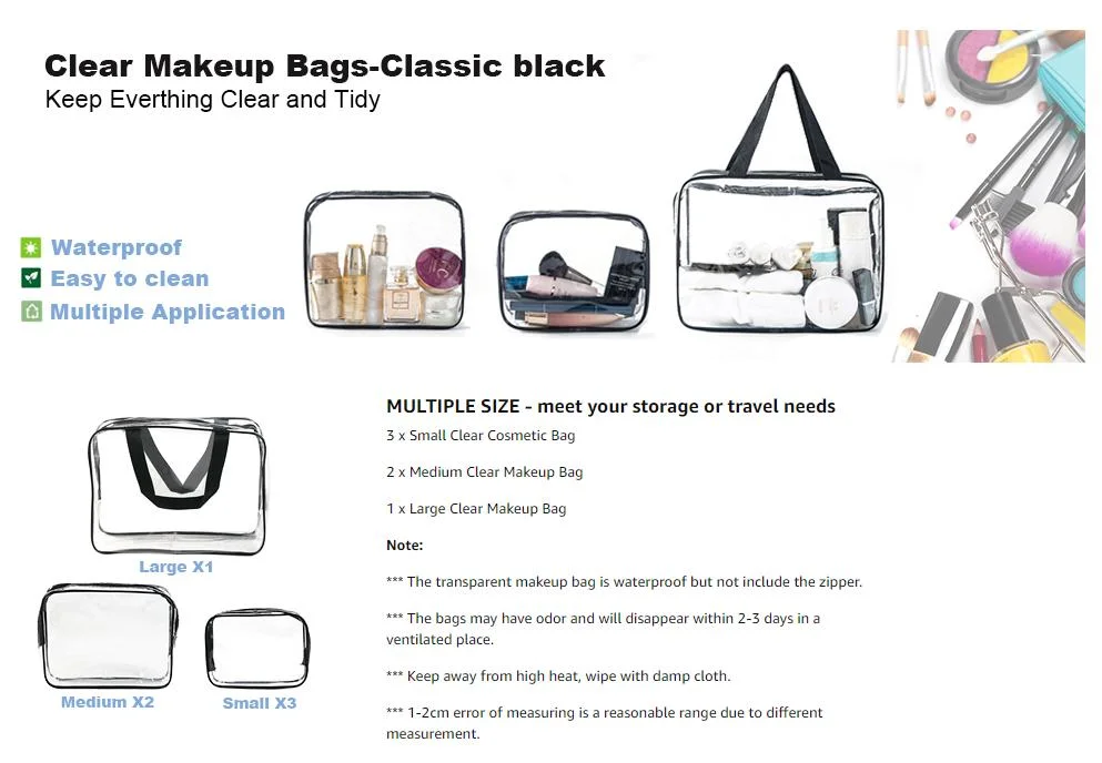 Clear PVC Compliant Luggage Handle Straps Carry Cosmetic Bag on Airport Airline