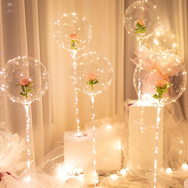 Promotional Glowing in The Dark LED Lights Rose Balloon Sets New Year Thanksgiving Valentine Day Birthday Christmas Wedding Gift