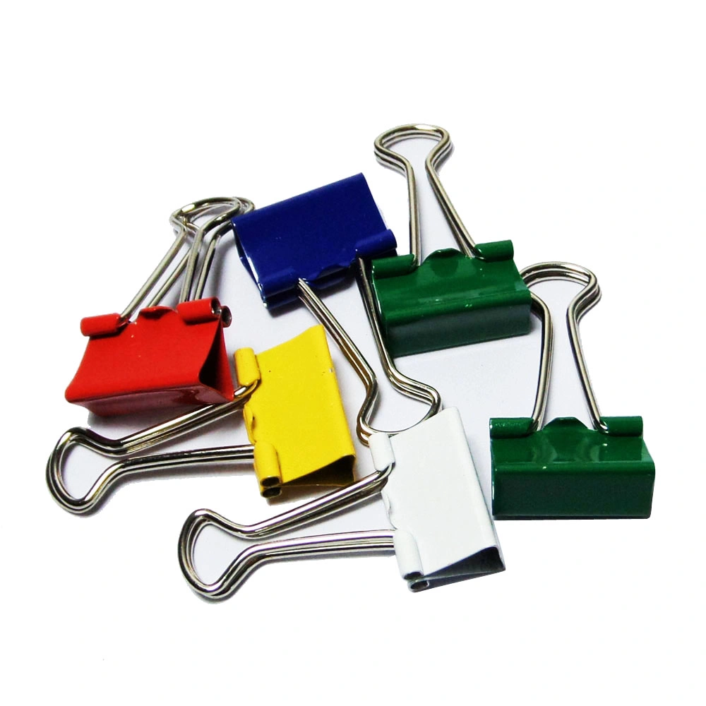 Office School Desktop Organizer Colorful Metal 19mm Paper Binder Clips