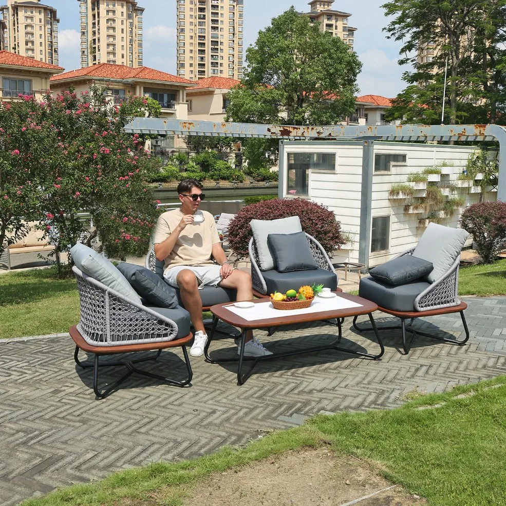 Chinese Wholesale/Supplier Modern Style Garden Sunroom Patio Outdoor Hotel Bistro Home Balcony Sofa Set Chair Furniture