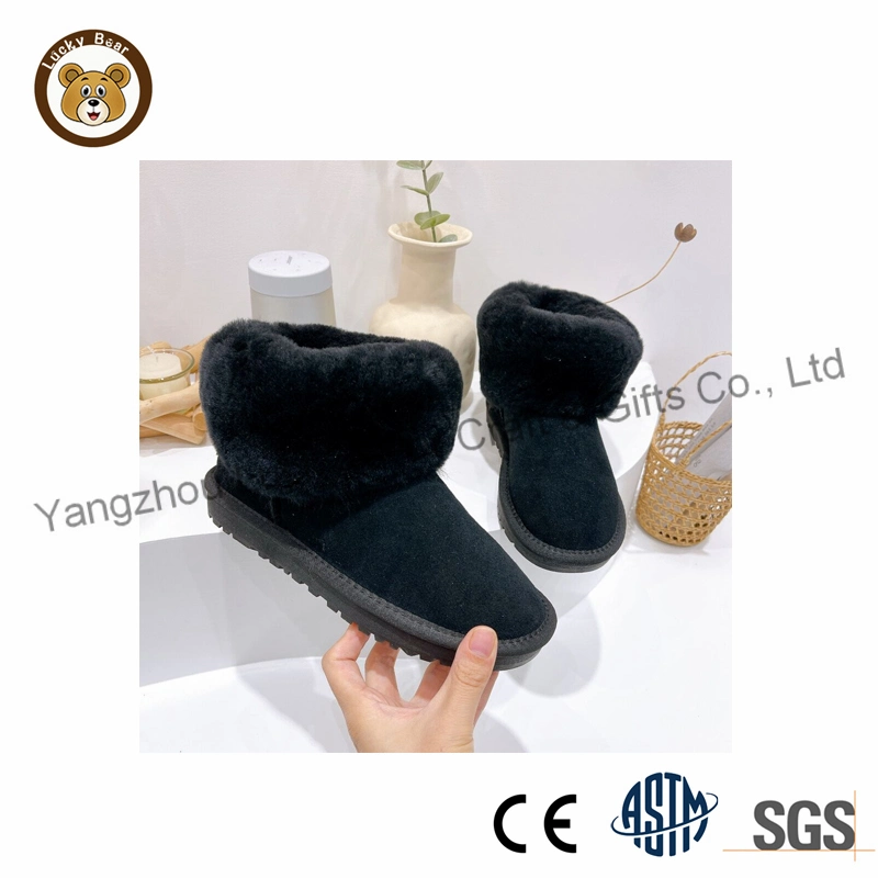 Comercio al por mayor moda señoras Sheepskin niños Mujer Invierno botas de nieve de lana de pelo