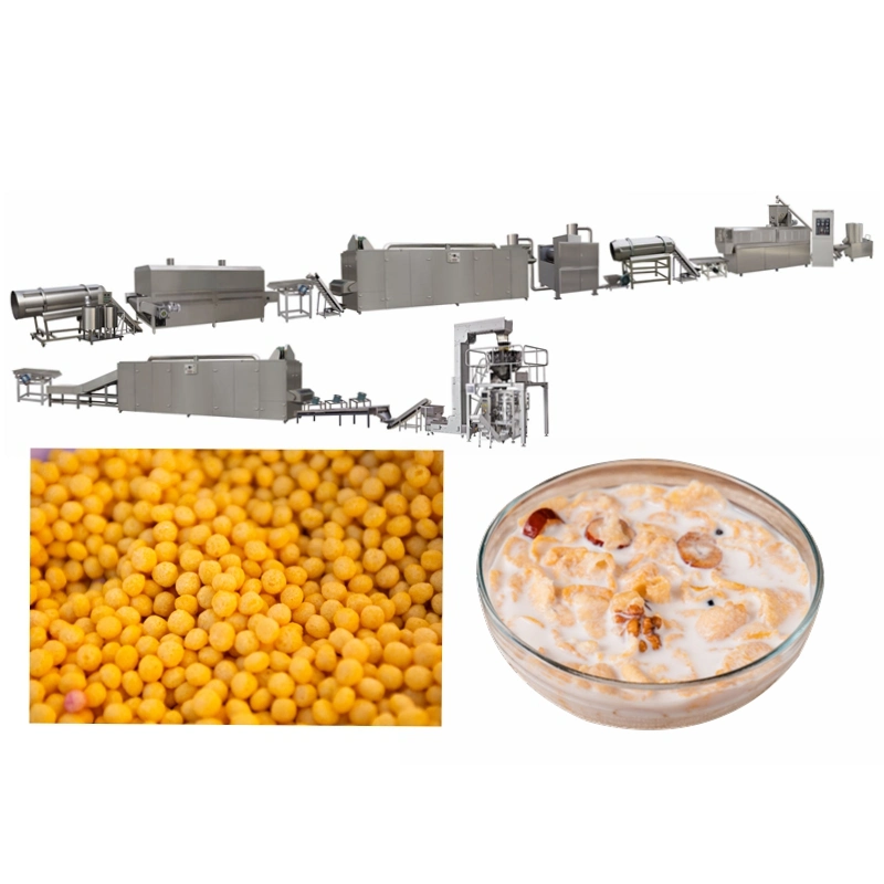 Double Screw Puffed Breakfast Cereals Corn Flake Extruder Processing Production Line