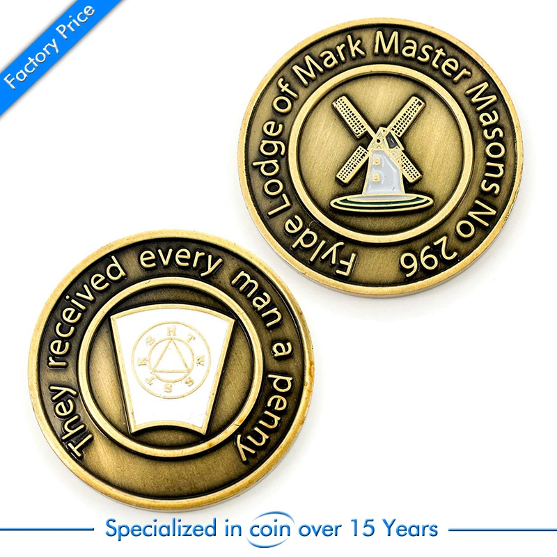 Wholesale/Supplier Custom Design Your Own Logo Enamel Diamond Edge Gold Defense Coin for Police Military