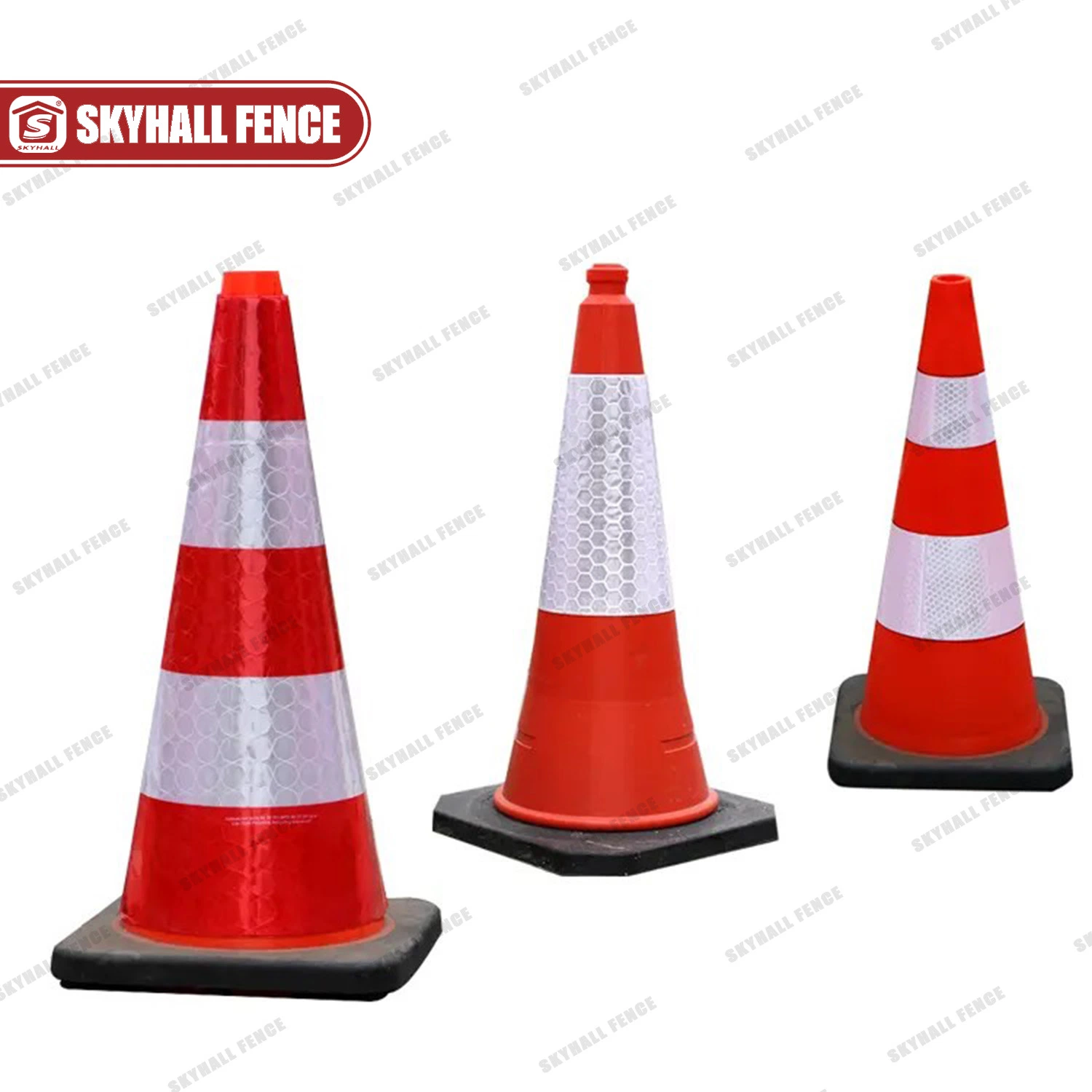 Locais de construção dos cones de trânsito em plástico vermelho/laranja com cuidado Cones