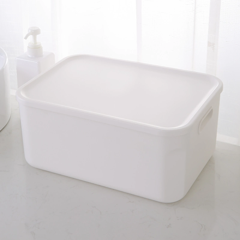 Household Plastic Storage Cotainer for Living Room Kitchen Utility Rooms White Stackable Plastic Storage Bin with Lids