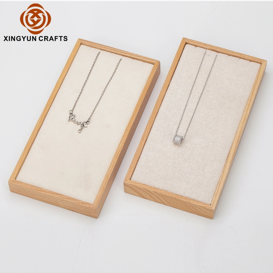 Factory Supply Natural Wooden Pendant Necklace Bracelet Display Tray Wood Jewelry Packaging Display