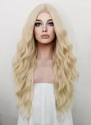 Newlook Light Blonde Wavy Synthetic Wig Heat Resistant Wholesale/Supplier Futura Synthetic Hair