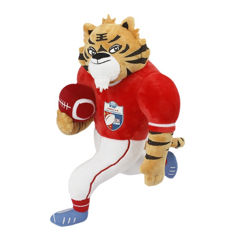 Customized Soccer Sports Mascote Tigre Toy 20cm recheadas programável por grosso de brinquedos de pelúcia