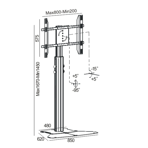 Manual Lifting TV Floor Stand