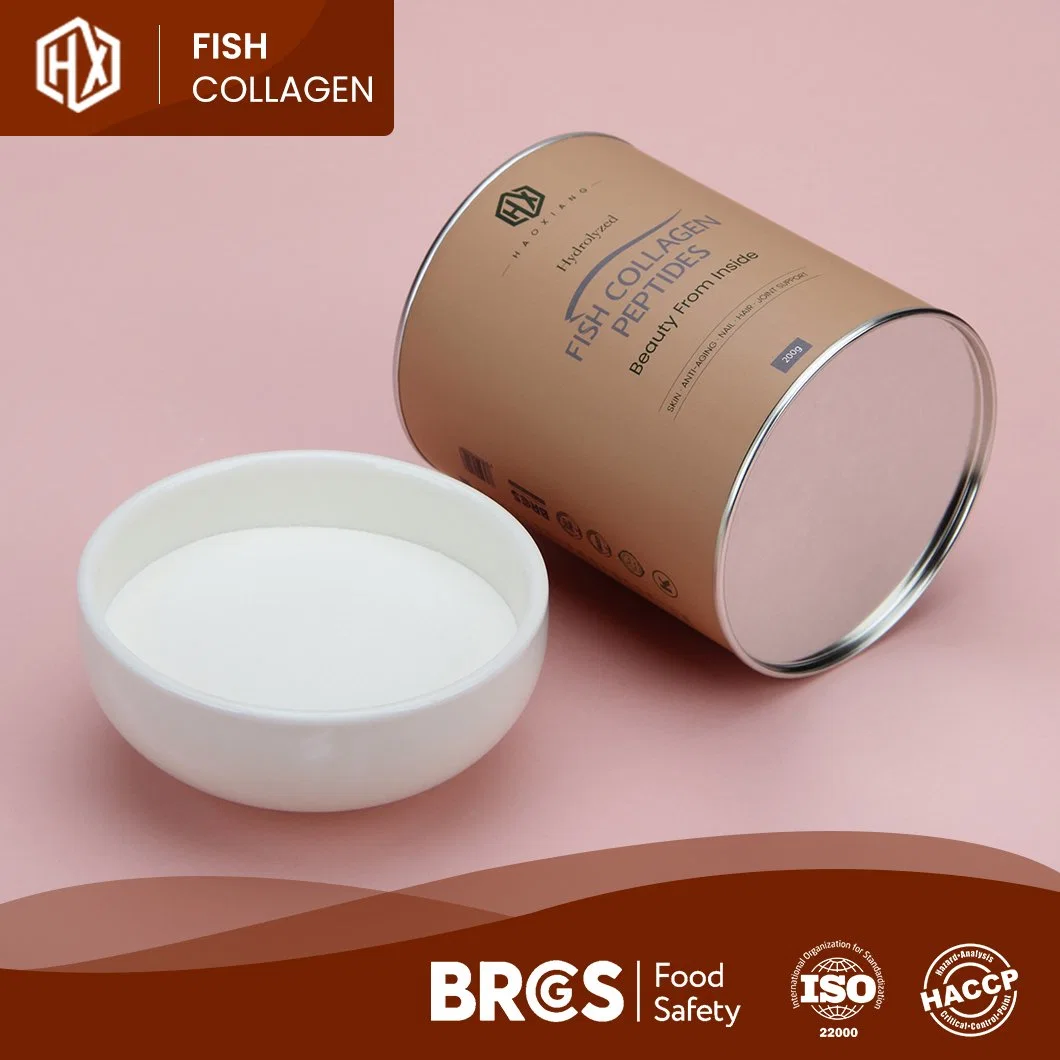 Haoxiang Tilapia escamas colagénio peptídeos granule peptídeo puro nenhum Adicionar Branqueamento de pele Anti-envelhecimento Healthcare produto grau alimentar e Cosmetic Grade Vitamina em pó