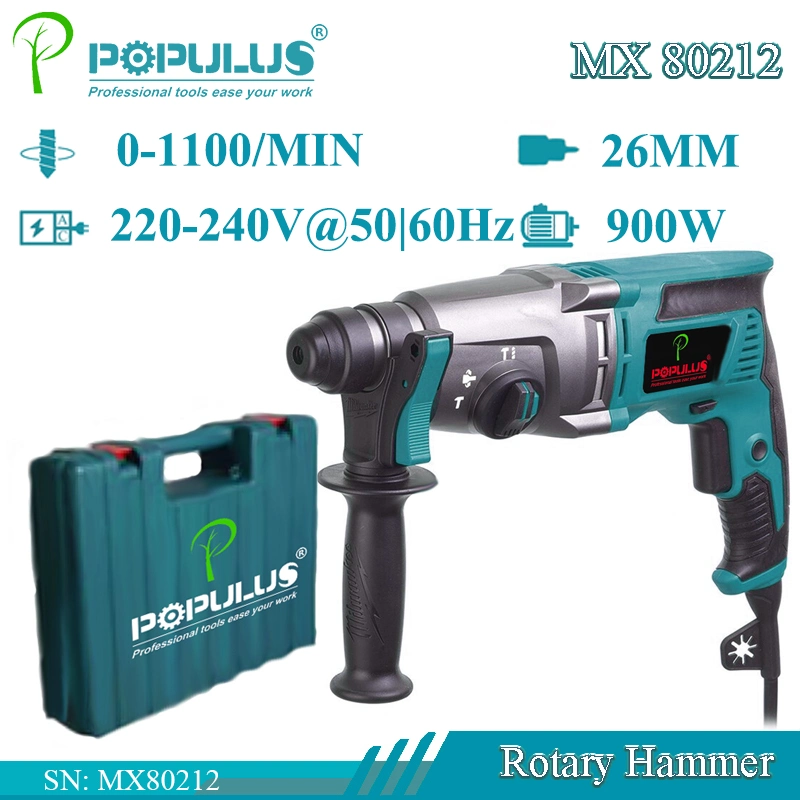 Populus nueva llegada martillo perforador de Calidad Industrial herramientas eléctricas de 900W martillo eléctrico para el mercado de Malasia
