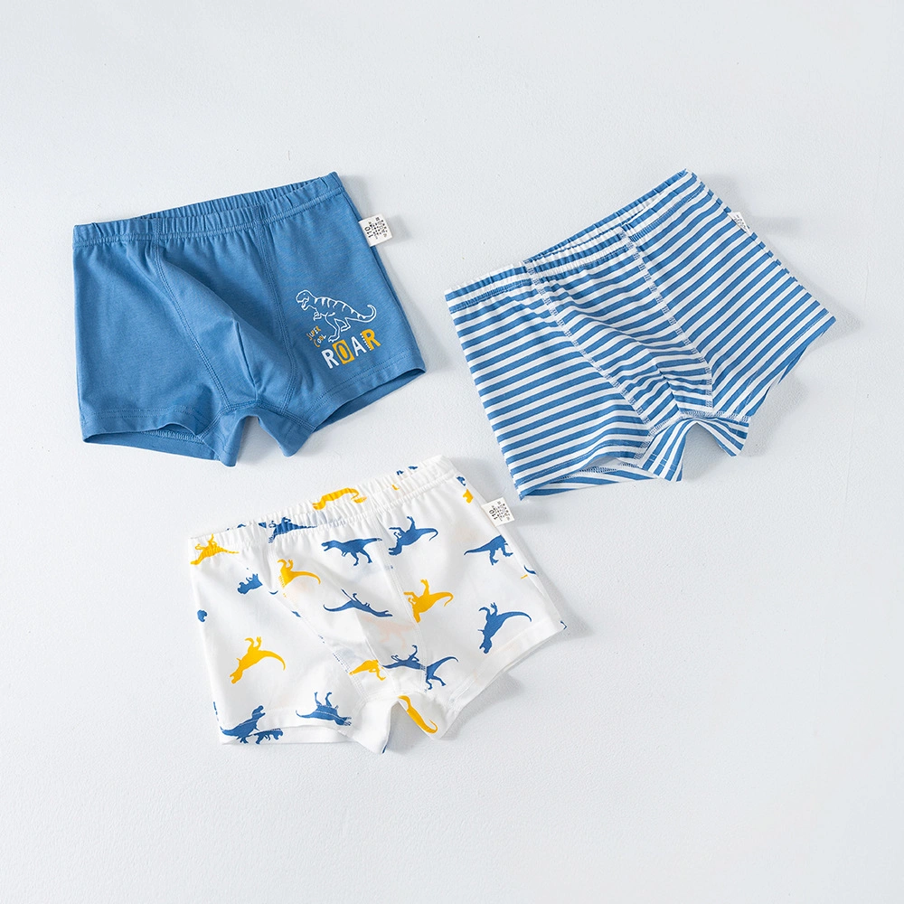 Children's Underwear Cotton Breathable Thin Boxers Cartoon Printed Boxers Boys Three-Piece Underpants