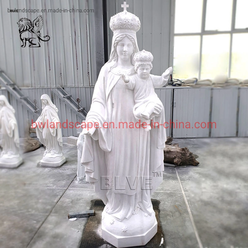 Blve Church Life Size White Stone Catholic Religious Outdoor Statues Marble Virgin Mary Statue for Sale