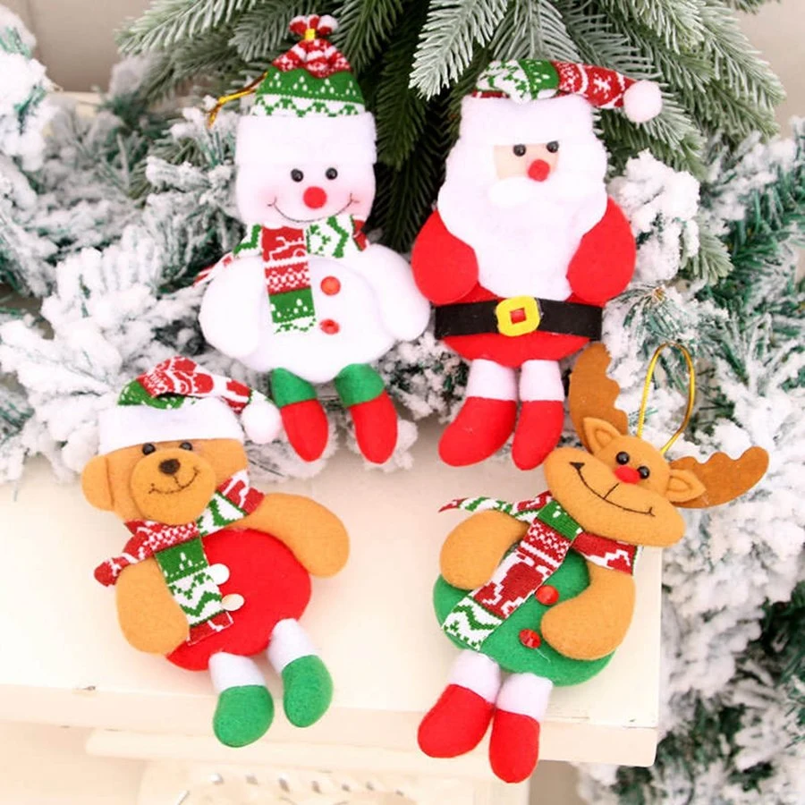 2023 Party Decorations Christmas Tree Ornaments Hanging Doll Santa Claus Snowman Reindeer Bear Plush Dolls Home Decor