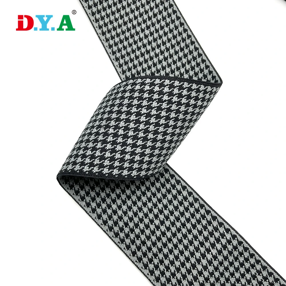 Ширина 8 см с возможностью горячей замены продажи шаблона Houndstooth жаккард полиэстер эластичную ленту для обувь/Челси загружается/одежды